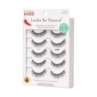 KISS Looks So Natural, False Eyelashes, 'Shy', 12 mm, Includes 5 Pairs Of Lashes, Contact Lens Friendly, Easy to Apply, Reusable Strip Lashes, Glue On - Image 2