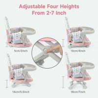 YOLEO Baby High Chair Booster Seat for Dining Table, Adjustable Height Travel Foldable High Chairs with Tray - Image 5