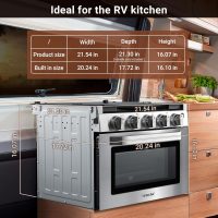 AMZCHEF RV Gas Range 17 Inches Tall, 1.24 Cu.Ft Propane Range Oven with 3 Burners Stove for RV, Apartment, Mobile Home, Stainless Steel. - Image 7