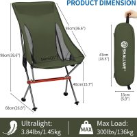 SHALLWE Camping Chairs, All Aluminum Frame Portable Folding Camp Chair for Adults, Heavy Duty High Back Collapsible with Built-in Pillow, Side Pocket, Carry Bag for Backpacking, Hiking, Beach - Image 3