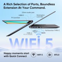 Laptop, 12GB LPDDR5 RAM 1TB SSD, Quad-Core N95 Processor Up to 3.4GHz, 15.6" FHD IPS Display, Office Pro Plus 2024, WiFi 5, Laptop Computer with Fingerprint for Students and Business, Gray - Image 4