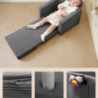 Toddle & Kids Chair,2-in-1 Soft Toddler Couches That Fold Out,Toddler Chairs Comfy 1-3 Years Old,Convertible Sofa to Lounge,Grey - Image 7