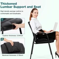 OLIXIS Waiting Room Chairs Set of 4, Leather Office Desk Reception Guest Stationary Side Chair with Padded Arms for Home Conference Lobby Area Meeting Church Medical Clinic Elderly Student - Image 4