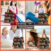 Cat Tote Bag Cute Cats Gift Stuff Canvas Shopping Travel Beach Bag Funny Cat Themed Gifts for Women Reusable Grocery Bags - Image 5