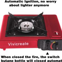 Vivicreate 8500 BTU Portable Butane Gas Stove for Camping Cooking Outdoor, Lightweight Portable Stove Burner with Auto Ignition, Estufa de Gas Portátil para Camping al Aire Libre(Red) - Image 5