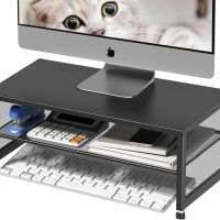 Desk Organizers and Accessories, Computer Monitor Stand Riser, Printer & Laptop Stand, Office Desk Accessories & Desktop Workspace Organizers for Office Supplies (Black) - Image 2