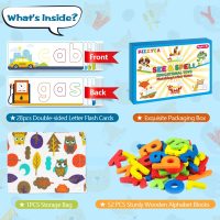 Learning Educational Toys for 2 3 4 5 6 Years Old Boys Girls, See & Spell Matching Letter Game with Alphabet Cards for Kids, Preschool CVC Word Builders Toy, Christmas Birthday Gifts for Age 2-4 4-6 - Image 3