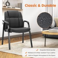 Sweetcrispy Waiting Room Office Guest Chairs Set of 2, PU Leather Big and Tall No Wheels Executive Office Chair with Padded Arms for Reception Conference Room Lobby - Image 6