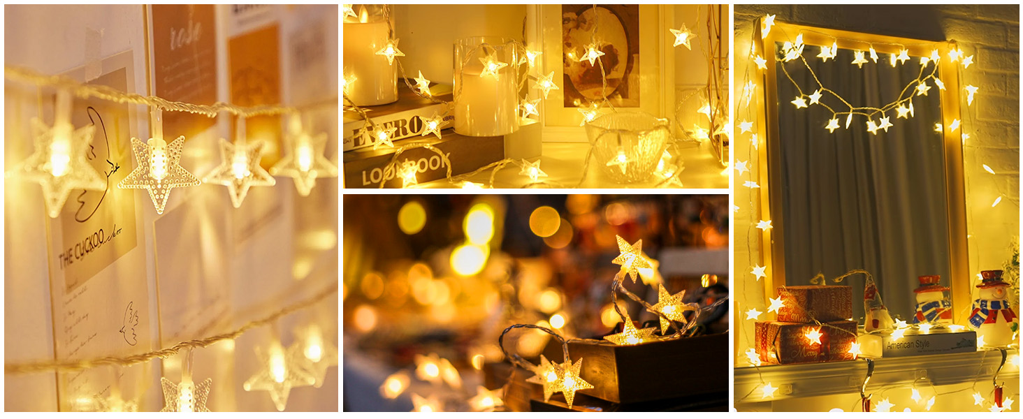 Battery Star String Lights Warm White