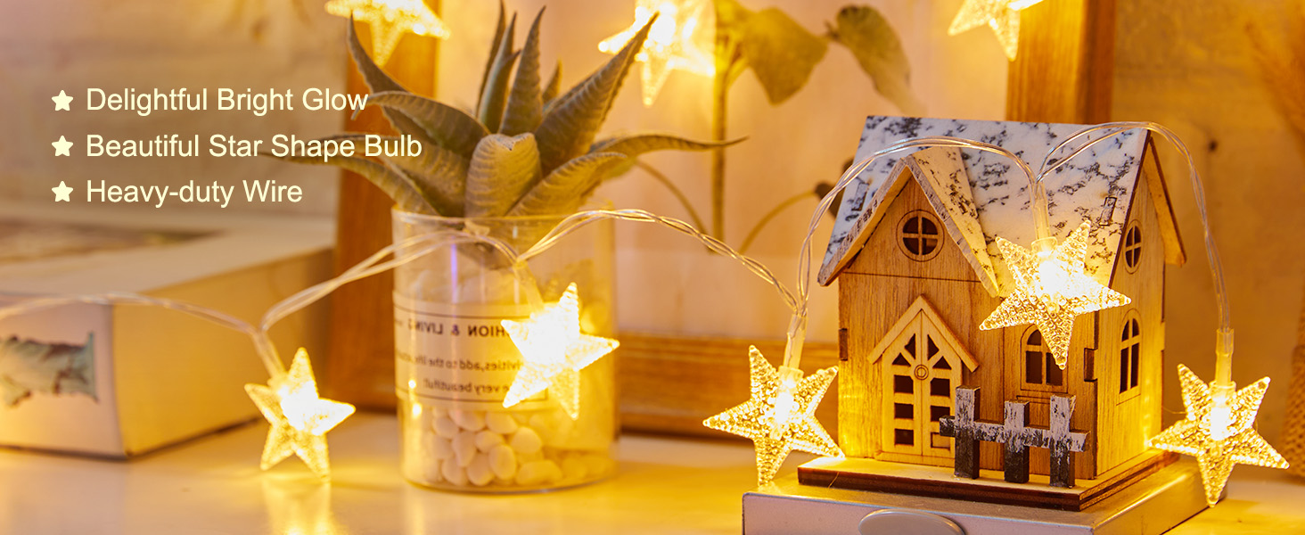 Battery Star String Lights Warm White