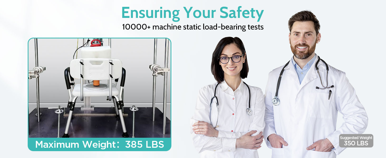 Kicimpro 385LB heavey duty shower chair with 10000 machine load bearing tests