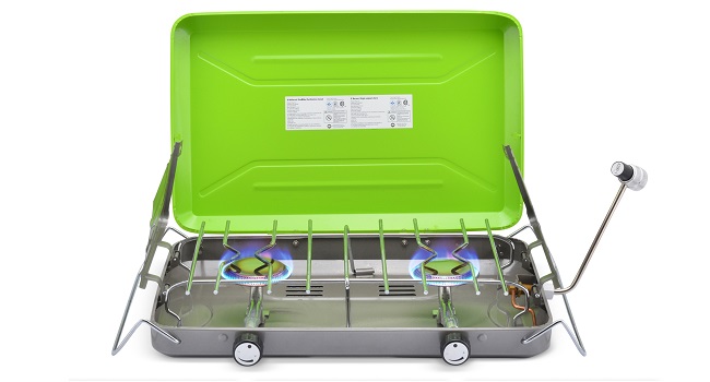 Flame King VT-101 2-Burner Portable Camping Stove Grill, Great for Outdoor Cooking, Backpacking