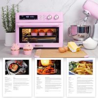 Retro Style Infrared Heating Air Fryer Toaster Oven, Extra Large Countertop Convection Oven 10-in-1 Combo, 6-Slice Toast, Enamel Baking Pan Easy Clean with Recipe Book, Classic Pink Color - Image 7