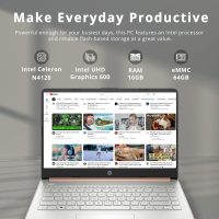 HP Stream 14" HD BrightView Laptop, Intel Celeron N4120 Processor, 16GB RAM, 64GB SSD, Intel UHD Graphics, 720p Webcam, WiFi, HDMI, Win 11 S, Gold (Renewed) - Image 2