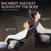 Dowinx Gaming Chair Big and Tall, Ergonomic Gamer Chair for Adults with Footrest, High Back Comfortable Computer Chair Massage Lumbar Support 350Lbs PU Leather for Office Game, Black - Image 7