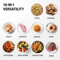 TOSHIBA AC25CEW-BS Large 6-Slice Convection Toaster Oven Countertop, 10-In-One with Toast, Pizza and Rotisserie, 1500W, Black Stainless Steel, Includes 6 Accessories - Image 3