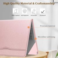 Fintie Sleeve Case for 13.8 Inch Microsoft Surface Laptop 7 (Model: 2036), 13.5 Inch Surface Laptop 6/5/4/3/2 (Model: 1951/1868/1958/1950/1867/1769) - Folio Book Cover with Large Pocket, Rose Gold - Image 2