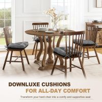 downluxe Indoor Chair Cushions for Dining Chairs, Tufted Overstuffed Textured Foam Kitchen Chair Pads with Ties and Non-Slip Backing, 15.5" x 15.5" x 4", Dark Grey, 4 Pack - Image 6