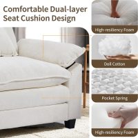 SweetGO corporation 45" Chenille Lounge Chair for Reading, Modern Couch Cozy Sofa Bed, Upholstered Living Room Single Sofa Accent Chair with Ottoman, Beige - Image 5