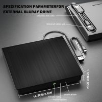 wintale External Blu Ray Drive, Portable 3D Bluray External DVD Drive, Blu Ray Burner with USB 3.0 and Type-C Dual Port, Bluray Drive for PC Windows XP/7/8/10/11 MacOS for Mac - Image 5