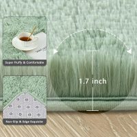 Sage Green Runner Area Rugs for Bedroom Living Room, 2x4 Feet Fluffy Bedside Rugs, Soft Shaggy Carpet Rug for Kids Room Nursery, Furry Rugs for Girls Boys Dorm Room Home Decor - Image 3