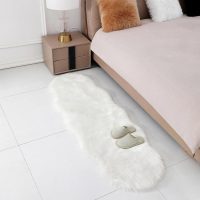 Faux Fur Rug Sheepskin Shag Fluffy Fuzzy White 2x6 ft Runner Rugs for Bedroom Bedside Bed Floor Living Room Plush High-Density Cushion Carpet Super Sofa Cover - Image 2