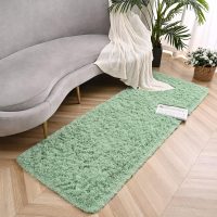 Sage Green Runner Area Rugs for Bedroom Living Room, 2x4 Feet Fluffy Bedside Rugs, Soft Shaggy Carpet Rug for Kids Room Nursery, Furry Rugs for Girls Boys Dorm Room Home Decor - Image 2