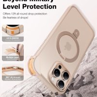 TORRAS Desert Titanium for iPhone 16 Pro Max Case, [Military Grade Drop Tested][Fit for MagSafe] [Built-in Stand] Translucent Slim Soft Edge Case for iPhone 16 Pro Max 6.9" 2024, Rose Gold - Image 5