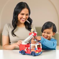 Bluey Firetruck Toy with Firefighter Bingo, Bob Bilby Figures | Extendable Ladder & Hose | Includes Stickers - Perfect for Kids Ages 3+ - Image 3