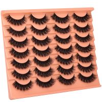 Short Lashes Natural Look False Eyelashes Thick Volume Faux Mink Lashes Pack Wispy Strip Fake Eyelashes Cat Eye Lashes that Look Like Extensions 14 Pairs - Image 3