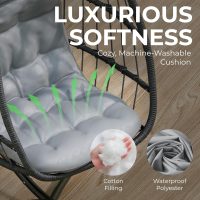 Econohome Hanging Egg Chair with Stand - Indoor/Outdoor Swing Hammock Chair with Plush, Washable Cushions, 350LBS Capacity, Ideal for Relaxation in Bedrooms, Balconies, Gardens, and Patios - Image 2