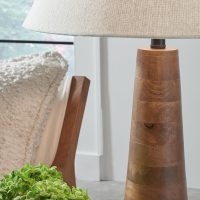 Signature Design by Ashley Danset Contemporary Wood Table Lamp with 3-Way Switch, Light Brown - Image 7