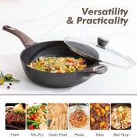 SENSARTE Nonstick Frying Pan Skillet with Lid, 12 Inch Large Deep Frying Pan, 5 Qt Non Stick Saute Pan with Cover, Induction Pan, Healthy Non Toxic Cooking Pan with Helper Handle, PFOA PFOS Free - Image 6