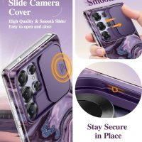 GVIEWIN for Samsung Galaxy S25 Ultra Case with Slide Camera Cover, [Screen Protector] [Shockproof Military Grade Drop Protection] Marble Slim Fit Hard PC Phone Cover S25 Ultra 6.9" 2025 (Quicksand) - Image 3