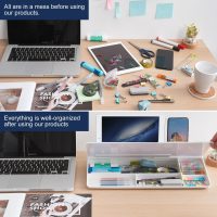 TSJ OFFICE Small Desktop Whiteboard -Glass Dry Erase Board Computer Keyboard Stand White Board Surface Pad with Drawer, Desk Organizers with Accessories for Office, Home, School Supplies - Image 3