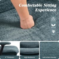 Criss Cross Legged Office Chair with Wheels and Flip-Up Arms, Upholstered Criss Cross Desk Chair, Wide Seat Chairs for Home Office, Vanity, Apartment, Green - Image 5