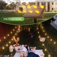 addlon 100FT Solar String Lights Outdoor with Remote, 54 LED Shatterproof Bulbs, Dimmable & Timable, 3 Light Modes, G40 Waterproof Solar String Lights for Outside Backyard Party Decor - Image 5