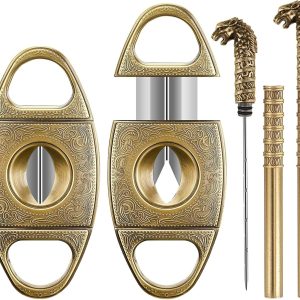 Scotte V-Cut Cigar Cutter Guillotine Precision Cigar Draw Enhancer Tool Needle & Sharp Perfect Cigar Cutters Cigar Accessories Set