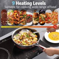 2 Burner Electric Cooktop - 24 Inch Built-in & Countertop Electric Stove Top, 110V-120V Double Burner Ceramic Cooktop Portable with Safety Lock, Timer, Sensor Touch Control, 110V Plug in - Image 5