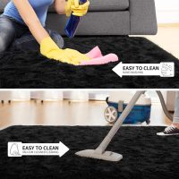 Tepook Super Soft Fluffy Rug for Bedroom, Modern Shaggy Rug Fuzzy Kids Rug for Living Room, Plush Indoor Nursery Home Decor Rug with Non-Slip Bottom, Black, 4 X 6 Feet - Image 6