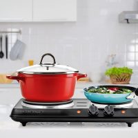 OVENTE Electric Countertop Double Burner, 1700W Cooktop with 7.25" and 6.10" Cast Iron Hot Plates, Temperature Control, Portable Cooking Stove and Easy to Clean Stainless Steel Base, Black BGS102B - Image 7