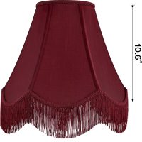 GO&SO Set of 2 Burgundy Silk Scalloped Lamp Shade, Petal Edge Braid with Burgundy Fringe Trim, 6"x13"x10.6"(Spider), Victorian Bell Lamp Shades, Replacement Shades for Table,Floor Lamps, Easy Assembly - Image 2