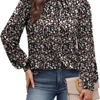 WIHOLL Long Sleeve Shirts for Women Mock Neck Tops Pleated Front Blouses Dressy Casual Fall Clothes 2025 Fashion - Image 2
