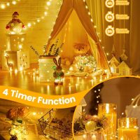 Minetom Fairy Lights with Remote, 66 Feet 200 Led Firefly String Lights Plug in for Bedroom Home Wall Ceiling Christmas Tree Wreath Craft Wedding Party Indoor Outdoor Decoration, Warm White - Image 2