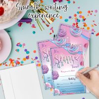 15 PCs Slime Time Birthday Invitation With 15 Matching White Envelopes For Boy Girl, Birthday Party Favors Decorations Supplies-OL-A38 - Image 3