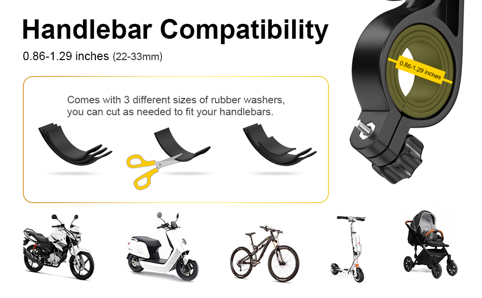 visnfa New Bike Phone Mount with Stainless Steel Clamp Arms Anti Shake and Stable 360° Rotation 