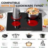 Euhomy 4 Burners Cooktop 24 inch, 220V Electric Stove Top Burner, 16 Level and Touch Control, 6000W Built-in Electric Burners for Cooking, Child Lock, Timer, Residual Heat Indicator, No Plug - Image 7