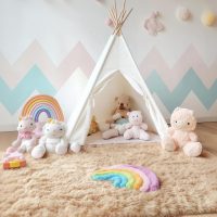 OLANLY Area Rugs for Living Room Bedroom, Machine Washable 4x5.9 ft Soft Fluffy Shaggy Bedside Rug, Indoor Floor Carpet for Kids Girls and Boys, Dorms, Nursery Rooms, Home Decor Aesthetic, Beige - Image 8