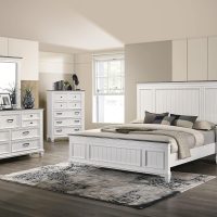 Roundhill Furniture Clelane Wood Bedroom Set with Shiplap Panel King Bed, Dresser, Mirror, Two Nightstands, and Chest in Weathered White and Dark Gray - Image 3