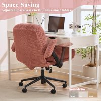 Criss Cross Chair with Flip-Up Armrests Wider & Thickened, Cross Legged Office Chair on Wheels Comfortable Adjustable Swivel, Ergonomic Desk Chair for Home Office, Vanity, Accent, Pink - Image 5